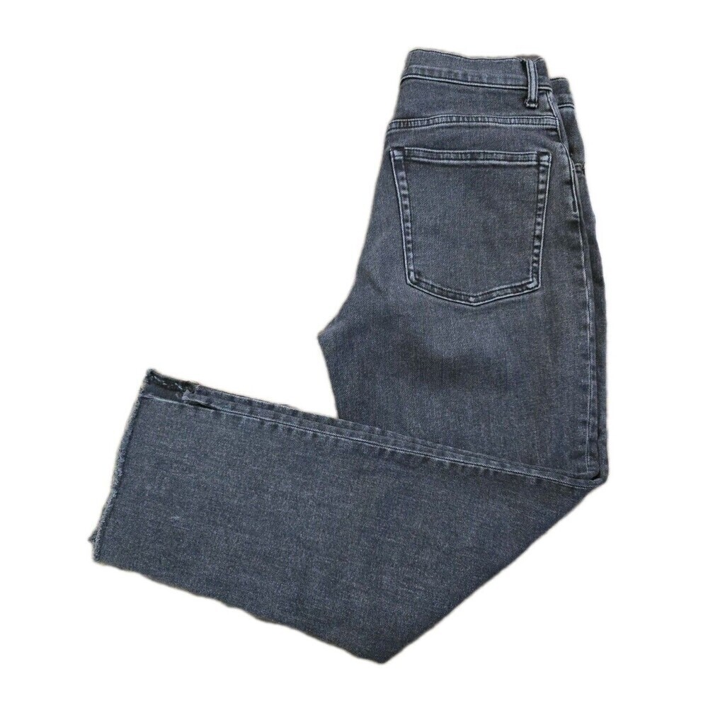 Everlane High Rise Straight Ankle Jeans Womens 27 Black Raw Hem Stretch Denim - Picture 11 of 12